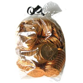 Show details of Chocolate Kennedy Half Dollar Gold Coins 1lb Bag.