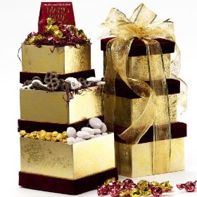 Show details of All Sweets and Treats Gift Tower - Gourmet Food Gift Basket.