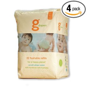 Show details of gDiapers Flushable Refills, Medium/Large, 32-Count Bags (Pack of 4).