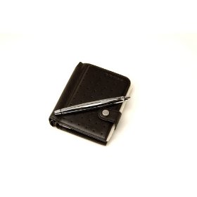 Show details of Cross Black Leather Mini Agenda with Pen.