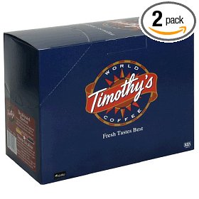 Show details of Timothy's World Coffee Noisette, Hazelnut-Flavored Coffee, Decaffeinated, K-Cups for Keurig Brewers, 24-Count Boxes (Pack of 2).