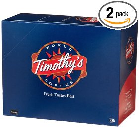 Show details of Timothy's World Coffee K-Cups Decaf Rainforest Extra-Bold, 24 Count,  Boxes (Pack of 2).