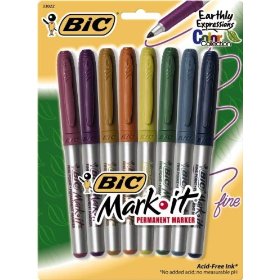 Show details of BIC Mark-It "Earthly Expressions" Permanent Marker, Assorted, 8-Count Package (Pack of 6).