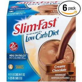 Show details of Slim-Fast Low-Carb Ready To Drink, Creamy Chocolate, 11-Ounce Cans in 4-Count Boxes (Pack of 6).