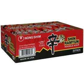 Show details of Nong Shim Shin Noodle Ramyun, Gourmet Spicy Picante, 4.2-Ounce Packages (Pack of 20).