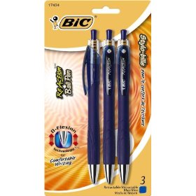 Show details of BIC Reaction Ball Pen, Blue, 3-Count Package (Pack of 6).