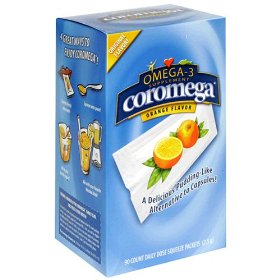 Show details of Coromega Omega-3 Supplement, Orange Flavor, Squeeze Packets, 90-Count Box.