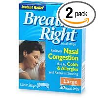 Show details of Breathe Right Nasal Strips, Large, Clear, 30-Count Boxes (Pack of 2).