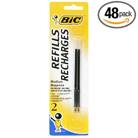 Show details of BIC Standard Refills Medium Point - Blue, Case of Forty-Eight - 2 Count Packs (96 Refills).