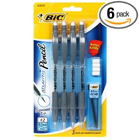 Show details of BIC Atlantis Mechanical Pencil .5mm - Black, Six - 4 Count Packs (24 Pens).