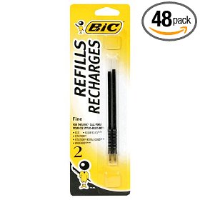 Show details of BIC Standard Refills Fine Point - Black, Case of Forty-Eight - 2 Count Packs (96 Refills).
