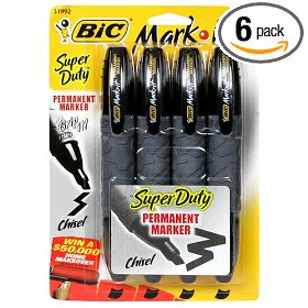 Show details of BIC Mark-It Super Duty "Tank" Permanent Marker - Black, Six - 4 Count Packs (24 Markers).