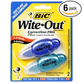 Show details of BIC Micro Correction Tape - White, Six - 2 Count Packs (12 Tapes).