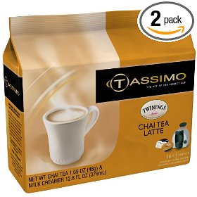 Show details of Twinings Chai Tea Latte, T-Discs for Tassimo Hot Beverage System, 16-Count Packages (Pack of 2).