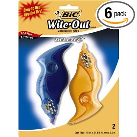 Show details of BIC DeleteO Correction Tape, White, 2-Count (Pack of 6).