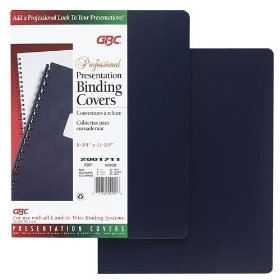 Show details of GBC Leather Look Premium Presentation Covers, Binding Covers, Non-Window, Rounded Corners, Navy, 200 Pieces Per Box (2000711).
