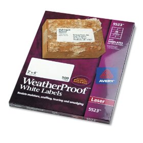 Show details of Avery Weatherproof Laser Shipping Labels, 2 X 4, 500/Pack (AVE5523).