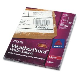 Show details of Avery Weatherproof Laser Shipping Labels, 5-1/2 X 8-1/2, 100/Pack (AVE5526).