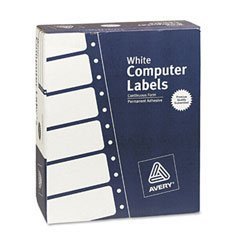 Show details of Avery 4033 Dot matrix printer white addressing labels, 4 x 1-7/16, 3 across, 15000/box.