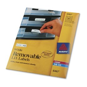 Show details of Avery 6467 Self-adhesive white removable laser id labels, 1/2 x 1-3/4, 2000/pk.