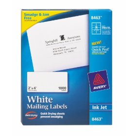 Show details of Avery 2 x 4 Inch White Shipping Labels 1000 Pack (8463).