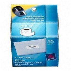 Show details of Avery Dennison 9170 Personal Label Printer Labels 1 X 2 5/8IN White.