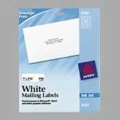 Show details of Avery 8162 White ink jet mailing labels, 1-1/3 x 4, 350 per pack.