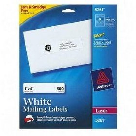 Show details of Avery Easy Peel 1 x 4 Inch White Mailing Labels 500 Count (5261).