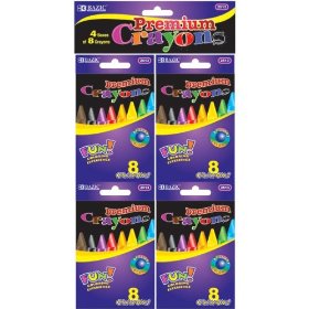 Show details of Bazic Premium Quality Crayon, 8 Colors, 4 per Pack (Case of 72) (2513-72).