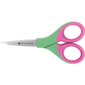 Show details of Westcott Titanium Blooms Detail Scissor with Lanyard and Cover, 5 Inches, Green/Pink (13529).