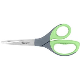 Show details of Westcott Elite Design Straight Shears, 8 Inches, Gray/Green (14306).