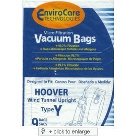 Show details of Hoover WindTunnel Upright Type Y Vacuum Bags Microfiltration with Closure - 9 Pack.