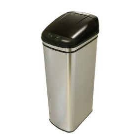 Show details of iTouchless Stainless-Steel Hands-Free 13-Gallon Infrared Automatic Trash Can.