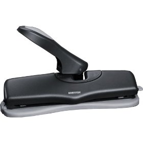 Show details of Stanley Bostitch 3-Hole Adjustable Hole Punch with Swivel Handle, 20 Sheet Capacity, Black (HPK3-ADJ).