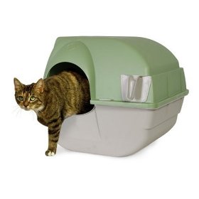 Show details of Omega Paw Self-Cleaning Litter Box, Green and Beige.