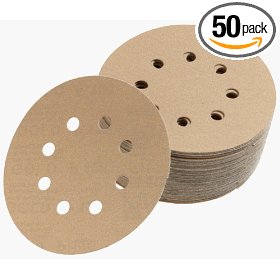 Show details of Mirka 23-615-100  5"  8-Hole 100 Grit Dustless Hook & Loop Sanding Discs - 50 Pack.