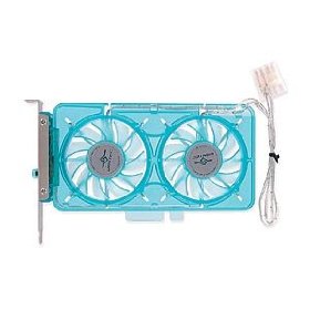 Show details of Vantec SP-FC70-BL Spectrum System Fan Card with Dual Adjustable 70mm UV LED Fans (Blue).