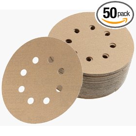 Show details of Mirka 23-615-060 Bulldog Gold 5-Inch 8-Hole 60 Grit Grip Vacuum Discs, 50-pack.