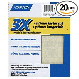 Show details of Norton 2636 Sandpaper 3X 220-Grit 9-by-11-Inch Sheets, 20-Sheets.