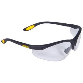 Show details of Dewalt DPG58-11C Reinforcer Clear Anti-Fog Protective Safety Glasses with Rubber Temple Pads.