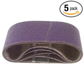 Show details of 3M 81431 4-Inch x 24-Inch Purple Regalite Resin Bond 80 Grit Cloth Sanding Belt - 5 Pack.