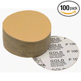 Show details of Mirka 23-388-150  5" 150 Grit No-Hole Adhesive Sanding Discs - 100 Pack.