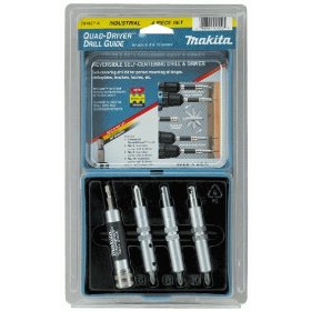 Show details of Makita 784827-A Quad-Driver 4-Piece Reversible and Self-Centering Pre-Drill, Drive and Countersink Set.