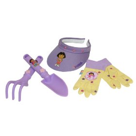 Show details of Midwest DE4-P7 Dora 4-Piece Kids Garden Glove and Accessory Combo Pack.