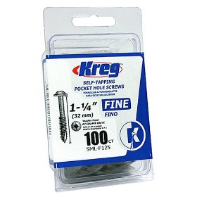 Show details of Kreg SML-F125-100  Pocket Screws - 1-1/4-Inch, 7 Fine, Washer-Head, 100-Count.