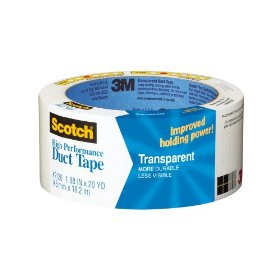 Show details of 3M 2120 Scotch Transparent High Performance Duct Tape, 1.88-Inch x 20-Yard, 1-Pack.