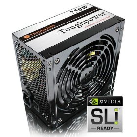 Show details of Thermaltake W0117RU ToughPower 750W Black PFC Power Supply with Active PFC Dual Fan.