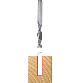 Show details of Freud 75-102 1/4-Inch Double-Flute Up Spiral Router Bit.