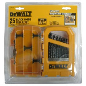 Show details of DEWALT DW1164 25 Piece Black Oxide Drill Bit Set.