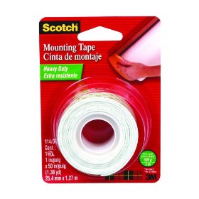 Show details of 3M Scotch 114/DC Heavy Duty Mounting Tape, 1 x 50-Inch.